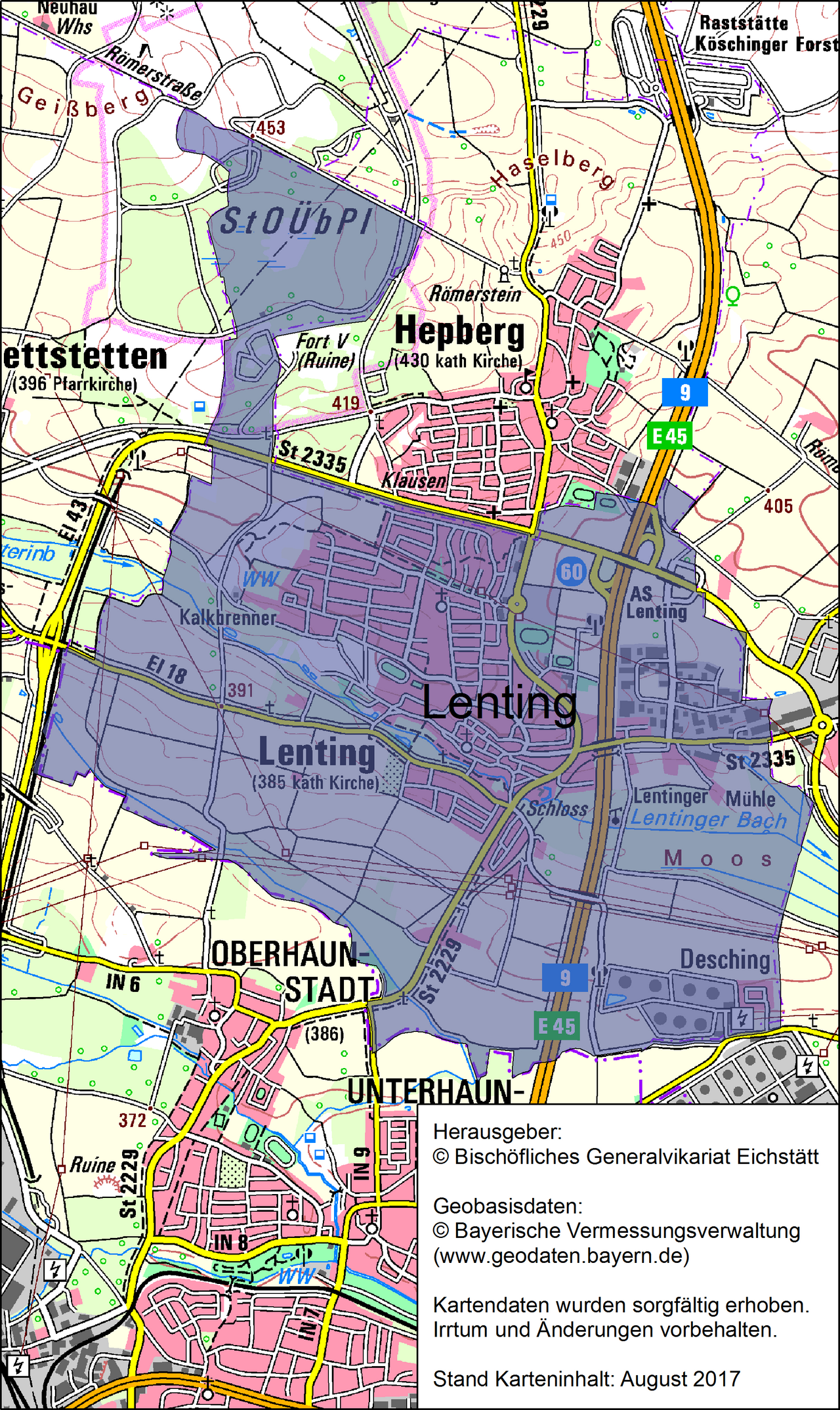 Karte Pfarrei Lenting
